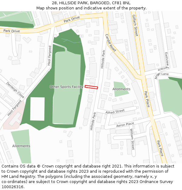 28, HILLSIDE PARK, BARGOED, CF81 8NL: Location map and indicative extent of plot