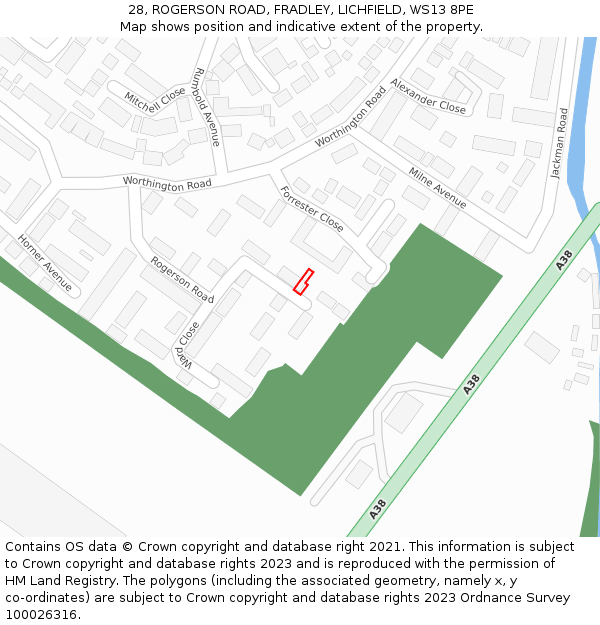 28, ROGERSON ROAD, FRADLEY, LICHFIELD, WS13 8PE: Location map and indicative extent of plot