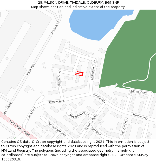 28, WILSON DRIVE, TIVIDALE, OLDBURY, B69 3NF: Location map and indicative extent of plot