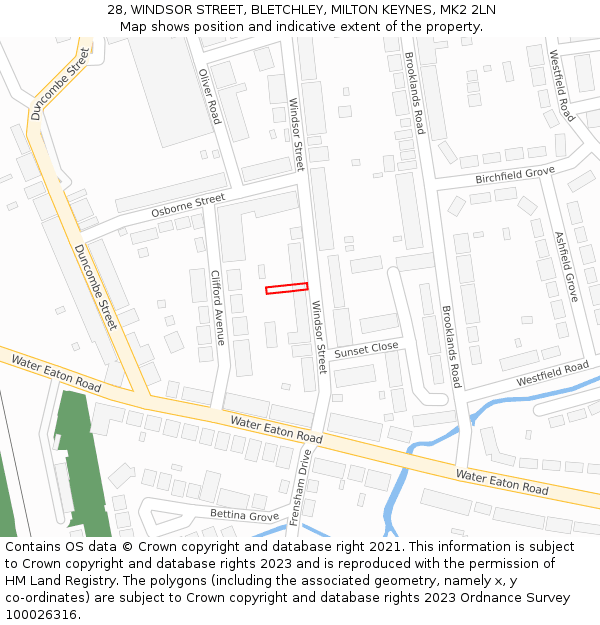 28, WINDSOR STREET, BLETCHLEY, MILTON KEYNES, MK2 2LN: Location map and indicative extent of plot