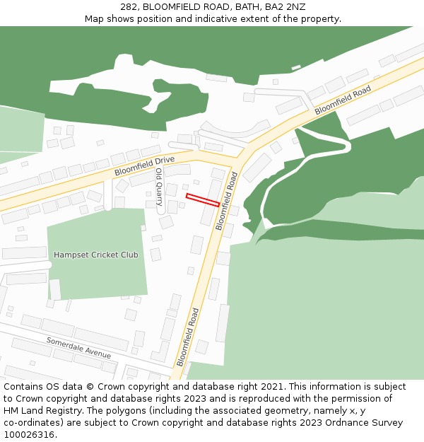 282, BLOOMFIELD ROAD, BATH, BA2 2NZ: Location map and indicative extent of plot