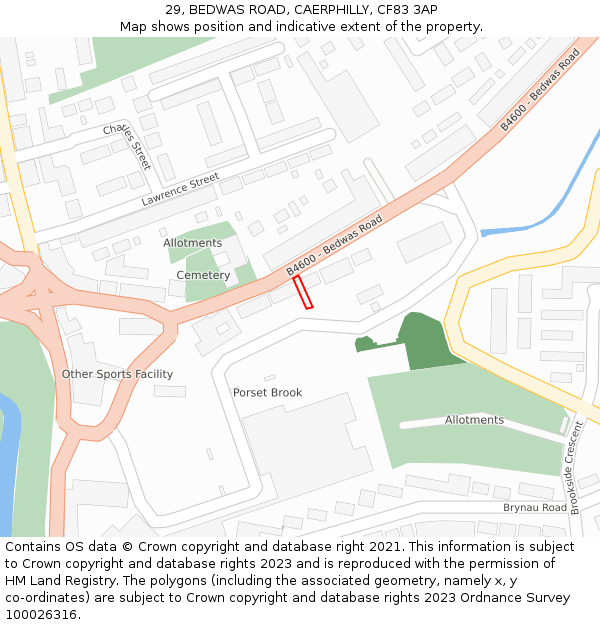 29, BEDWAS ROAD, CAERPHILLY, CF83 3AP: Location map and indicative extent of plot