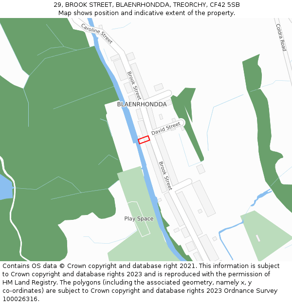 29, BROOK STREET, BLAENRHONDDA, TREORCHY, CF42 5SB: Location map and indicative extent of plot