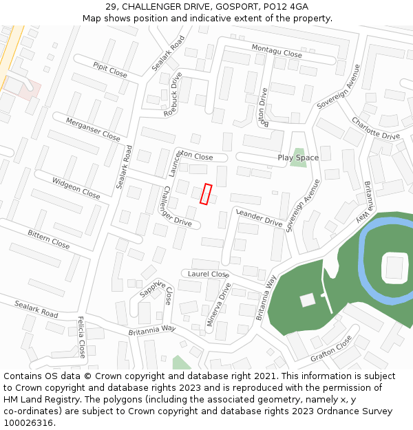 29, CHALLENGER DRIVE, GOSPORT, PO12 4GA: Location map and indicative extent of plot