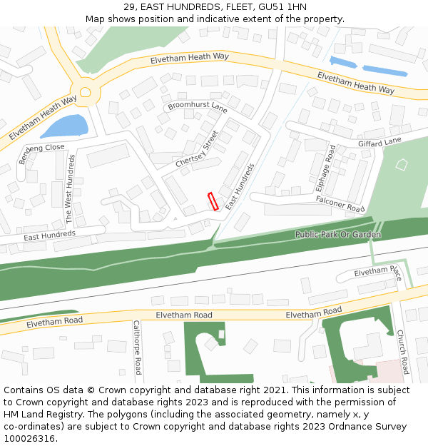 29, EAST HUNDREDS, FLEET, GU51 1HN: Location map and indicative extent of plot