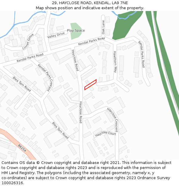 29, HAYCLOSE ROAD, KENDAL, LA9 7NE: Location map and indicative extent of plot