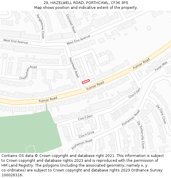29, HAZELWELL ROAD, PORTHCAWL, CF36 3PS: Location map and indicative extent of plot