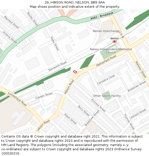29, HIBSON ROAD, NELSON, BB9 9AA: Location map and indicative extent of plot