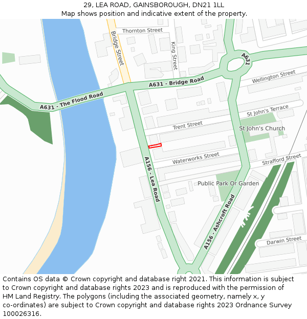 29, LEA ROAD, GAINSBOROUGH, DN21 1LL: Location map and indicative extent of plot