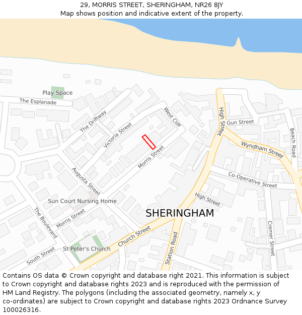29, MORRIS STREET, SHERINGHAM, NR26 8JY: Location map and indicative extent of plot