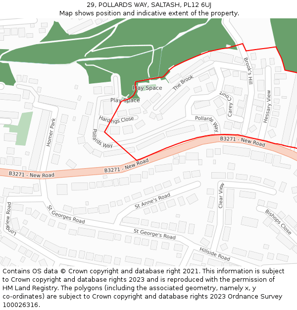29, POLLARDS WAY, SALTASH, PL12 6UJ: Location map and indicative extent of plot