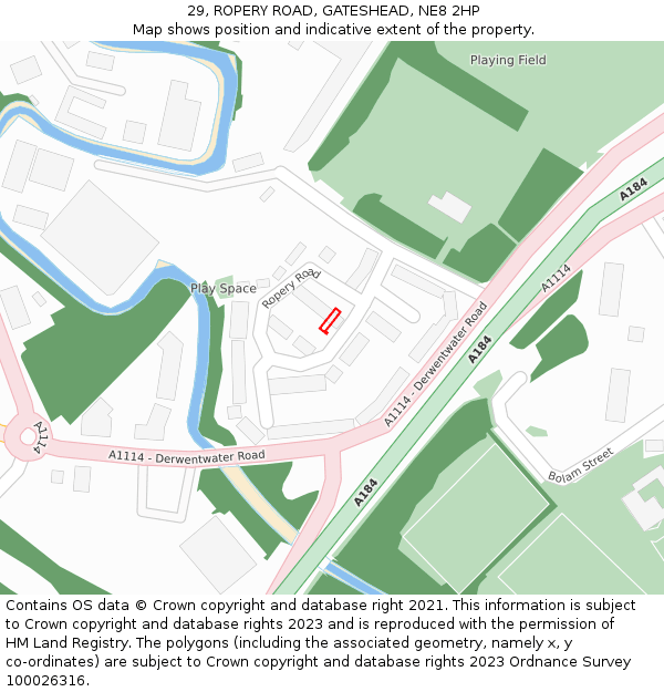 29, ROPERY ROAD, GATESHEAD, NE8 2HP: Location map and indicative extent of plot