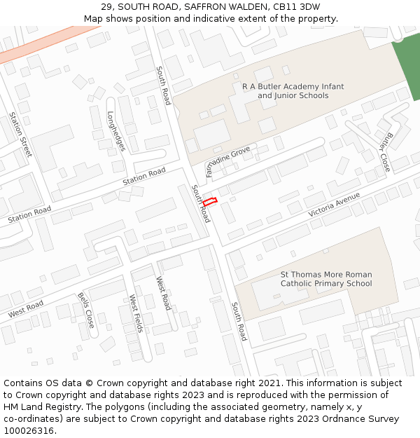 29, SOUTH ROAD, SAFFRON WALDEN, CB11 3DW: Location map and indicative extent of plot