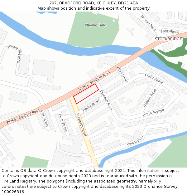 297, BRADFORD ROAD, KEIGHLEY, BD21 4EA: Location map and indicative extent of plot
