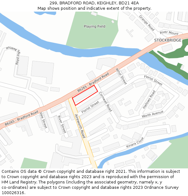 299, BRADFORD ROAD, KEIGHLEY, BD21 4EA: Location map and indicative extent of plot