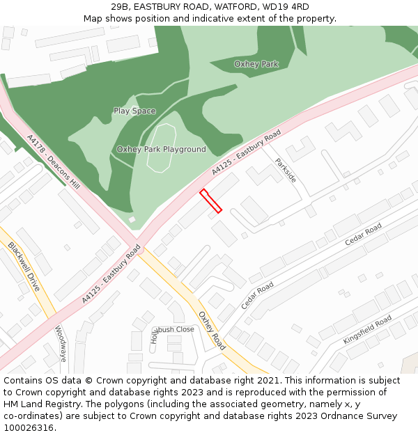 29B, EASTBURY ROAD, WATFORD, WD19 4RD: Location map and indicative extent of plot