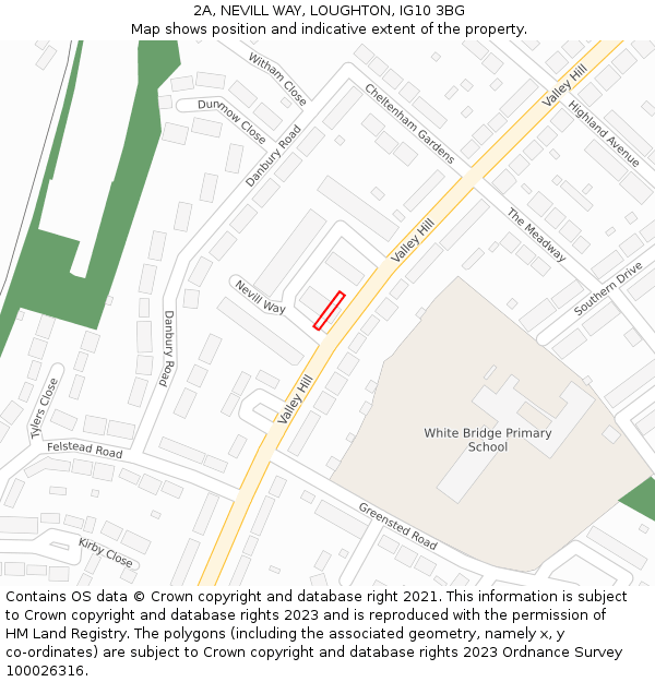 2A, NEVILL WAY, LOUGHTON, IG10 3BG: Location map and indicative extent of plot
