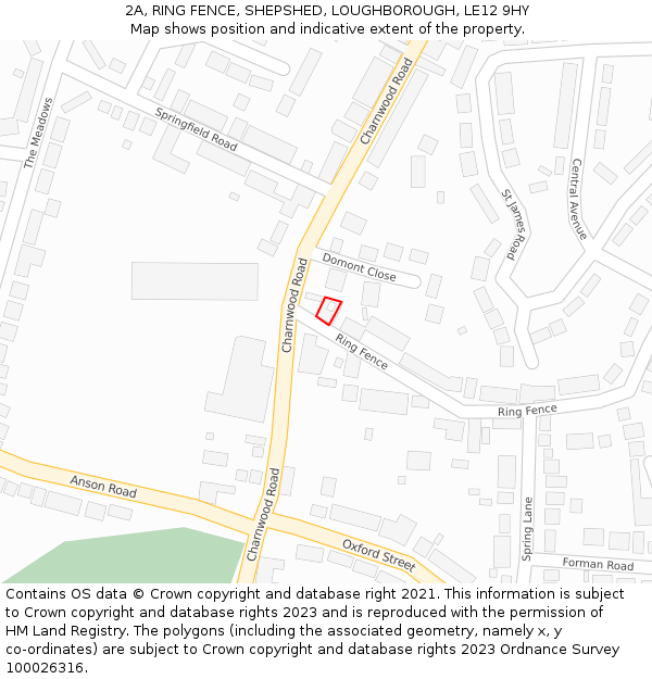 2A, RING FENCE, SHEPSHED, LOUGHBOROUGH, LE12 9HY: Location map and indicative extent of plot