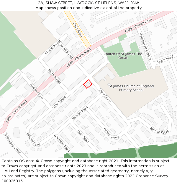 2A, SHAW STREET, HAYDOCK, ST HELENS, WA11 0NW: Location map and indicative extent of plot
