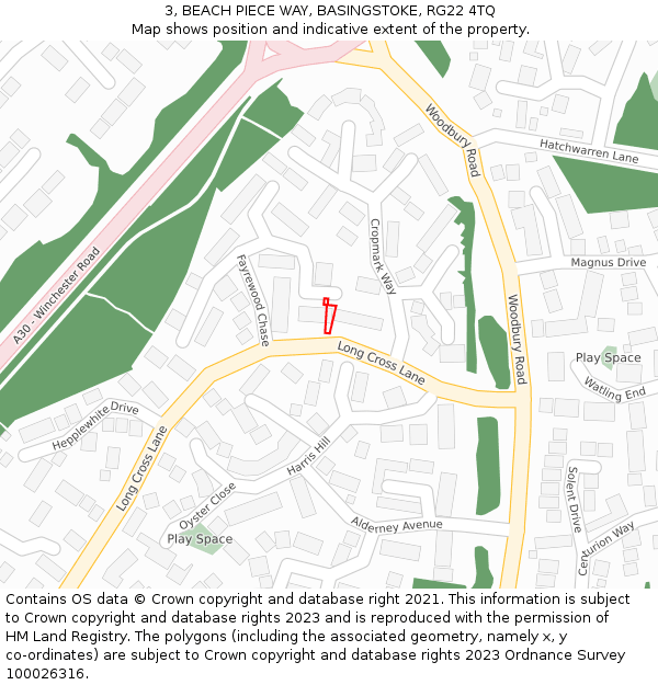 3, BEACH PIECE WAY, BASINGSTOKE, RG22 4TQ: Location map and indicative extent of plot