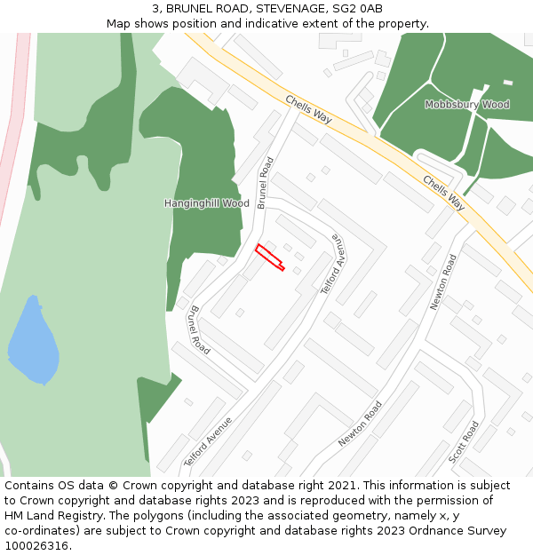 3, BRUNEL ROAD, STEVENAGE, SG2 0AB: Location map and indicative extent of plot