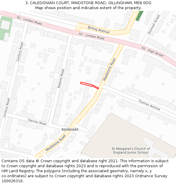 3, CALEDONIAN COURT, MAIDSTONE ROAD, GILLINGHAM, ME8 0DG: Location map and indicative extent of plot