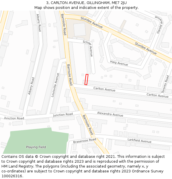 3, CARLTON AVENUE, GILLINGHAM, ME7 2JU: Location map and indicative extent of plot