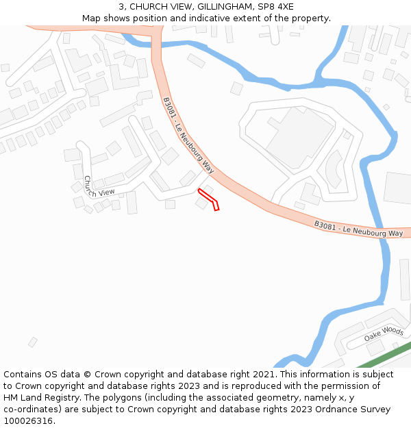 3, CHURCH VIEW, GILLINGHAM, SP8 4XE: Location map and indicative extent of plot