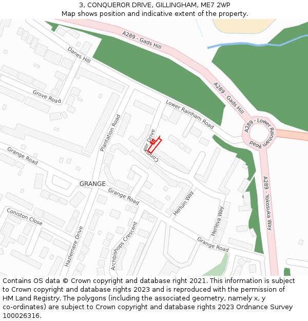 3, CONQUEROR DRIVE, GILLINGHAM, ME7 2WP: Location map and indicative extent of plot
