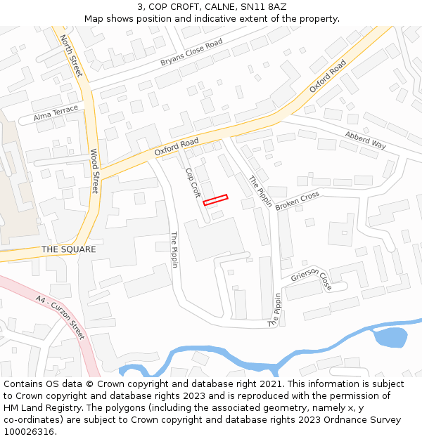 3, COP CROFT, CALNE, SN11 8AZ: Location map and indicative extent of plot