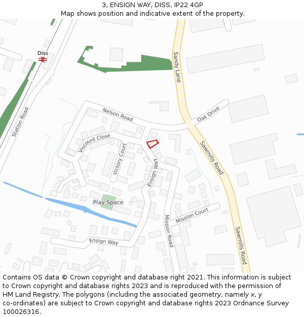 3, ENSIGN WAY, DISS, IP22 4GP: Location map and indicative extent of plot