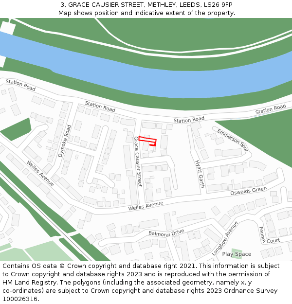 3, GRACE CAUSIER STREET, METHLEY, LEEDS, LS26 9FP: Location map and indicative extent of plot