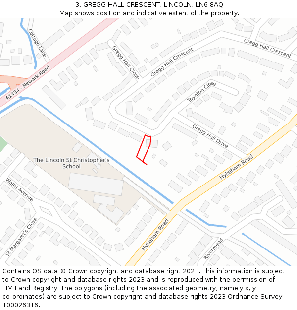 3, GREGG HALL CRESCENT, LINCOLN, LN6 8AQ: Location map and indicative extent of plot