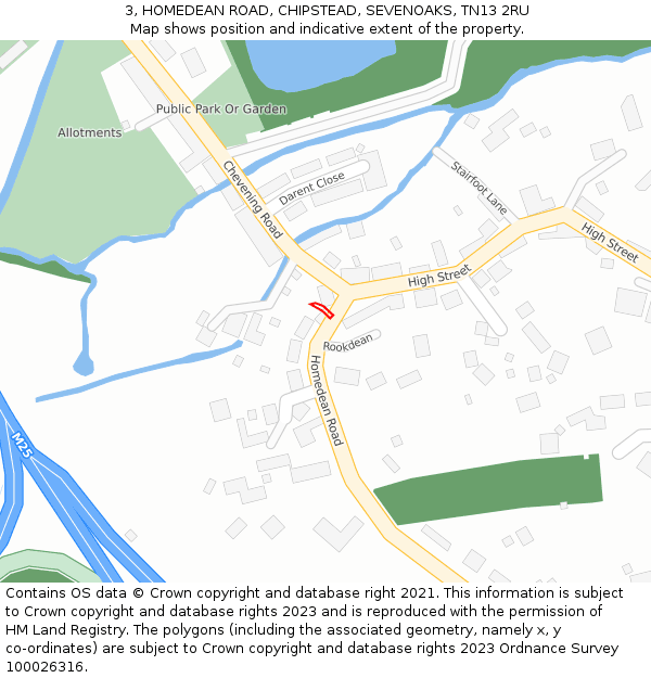 3, HOMEDEAN ROAD, CHIPSTEAD, SEVENOAKS, TN13 2RU: Location map and indicative extent of plot