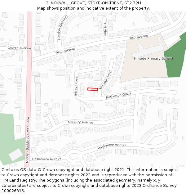 3, KIRKWALL GROVE, STOKE-ON-TRENT, ST2 7PH: Location map and indicative extent of plot