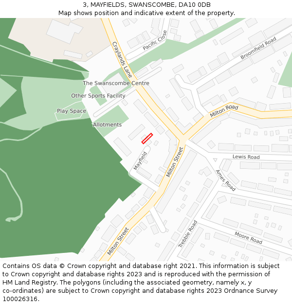 3, MAYFIELDS, SWANSCOMBE, DA10 0DB: Location map and indicative extent of plot