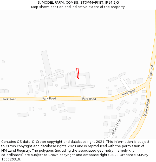 3, MODEL FARM, COMBS, STOWMARKET, IP14 2JG: Location map and indicative extent of plot