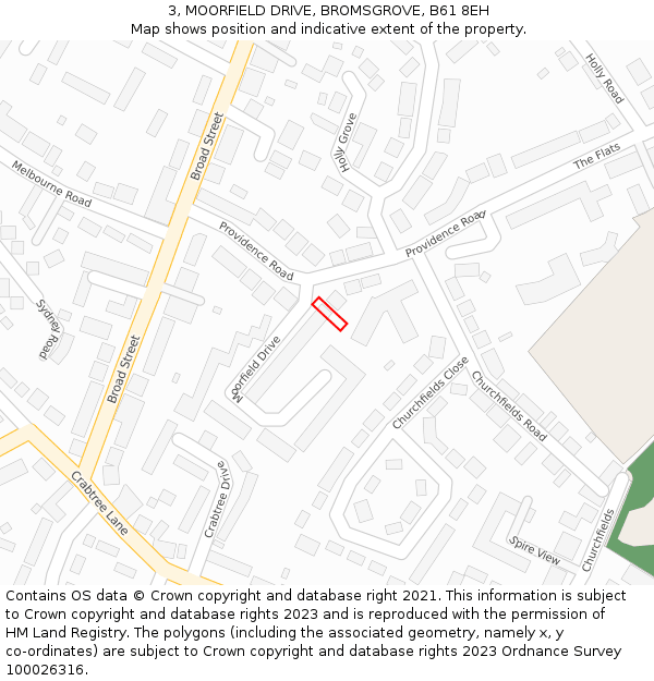 3, MOORFIELD DRIVE, BROMSGROVE, B61 8EH: Location map and indicative extent of plot