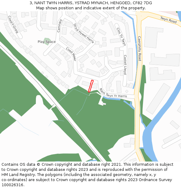 3, NANT TWYN HARRIS, YSTRAD MYNACH, HENGOED, CF82 7DG: Location map and indicative extent of plot