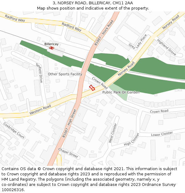 3, NORSEY ROAD, BILLERICAY, CM11 2AA: Location map and indicative extent of plot