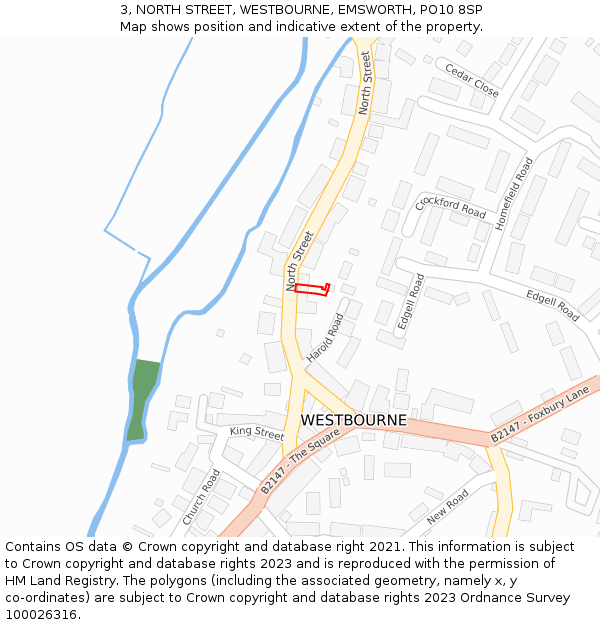 3, NORTH STREET, WESTBOURNE, EMSWORTH, PO10 8SP: Location map and indicative extent of plot