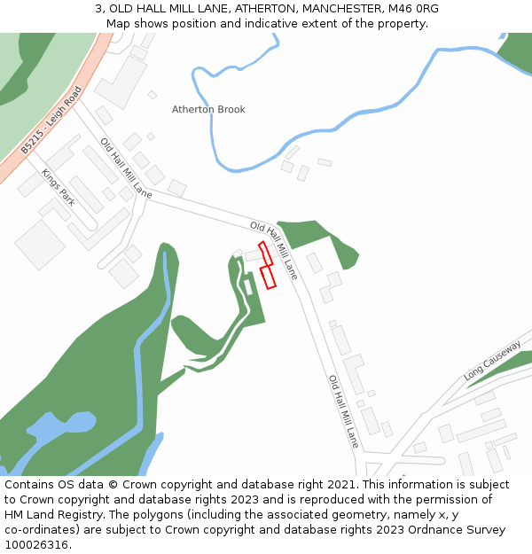 3, OLD HALL MILL LANE, ATHERTON, MANCHESTER, M46 0RG: Location map and indicative extent of plot