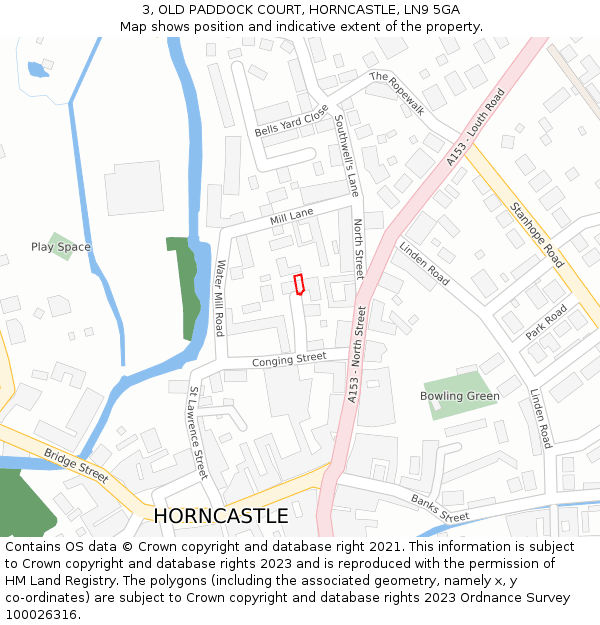 3, OLD PADDOCK COURT, HORNCASTLE, LN9 5GA: Location map and indicative extent of plot