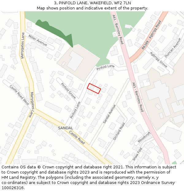 3, PINFOLD LANE, WAKEFIELD, WF2 7LN: Location map and indicative extent of plot