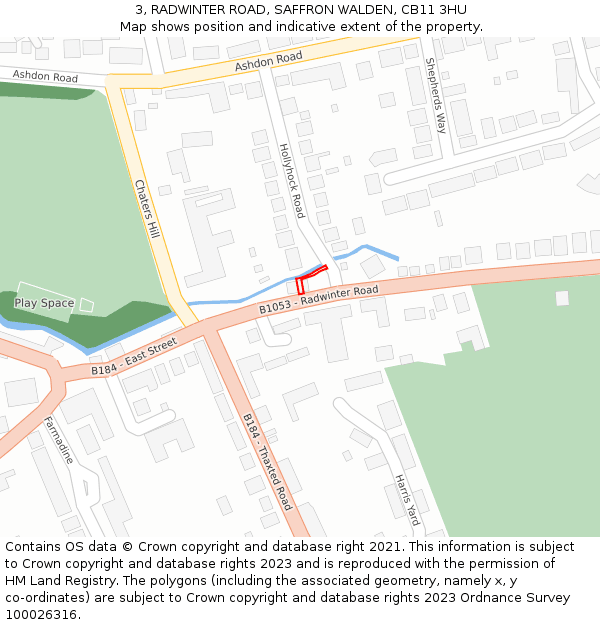 3, RADWINTER ROAD, SAFFRON WALDEN, CB11 3HU: Location map and indicative extent of plot