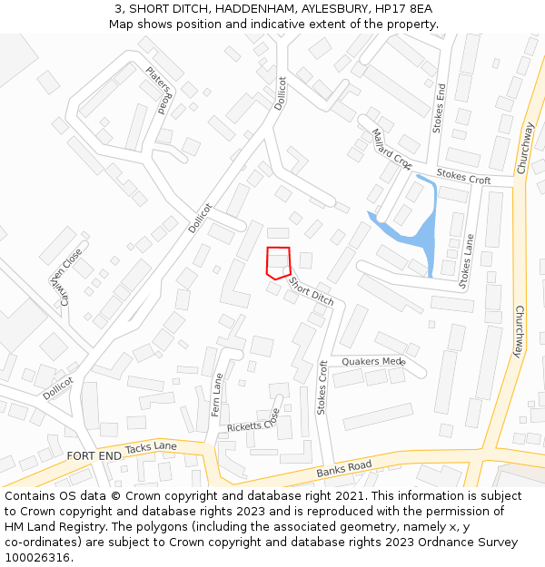 3, SHORT DITCH, HADDENHAM, AYLESBURY, HP17 8EA: Location map and indicative extent of plot