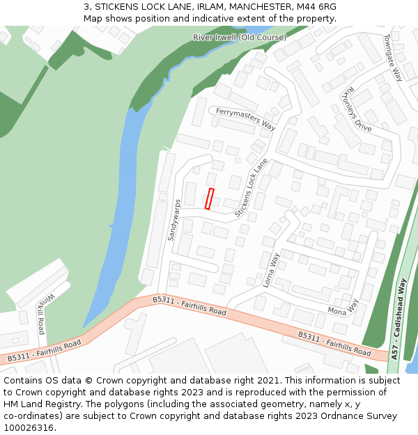 3, STICKENS LOCK LANE, IRLAM, MANCHESTER, M44 6RG: Location map and indicative extent of plot