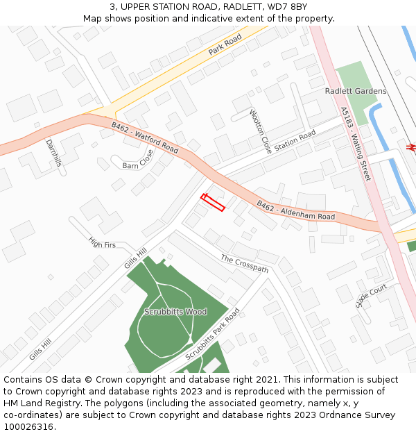 3, UPPER STATION ROAD, RADLETT, WD7 8BY: Location map and indicative extent of plot