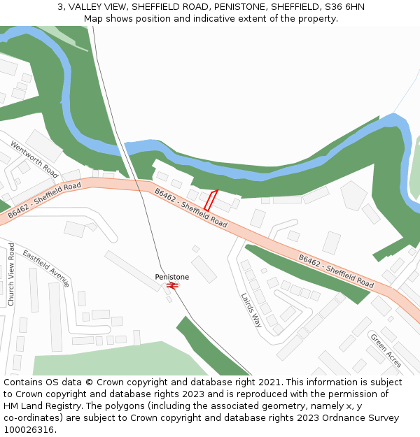 3, VALLEY VIEW, SHEFFIELD ROAD, PENISTONE, SHEFFIELD, S36 6HN: Location map and indicative extent of plot