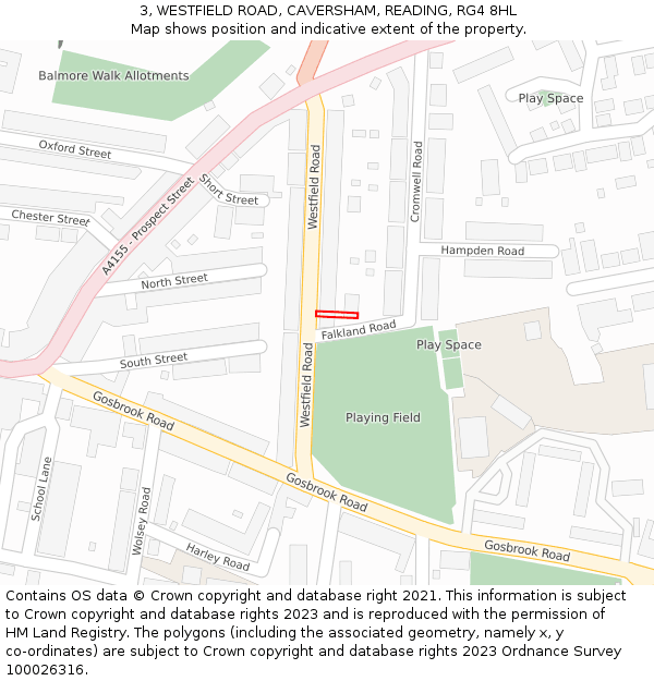 3, WESTFIELD ROAD, CAVERSHAM, READING, RG4 8HL: Location map and indicative extent of plot